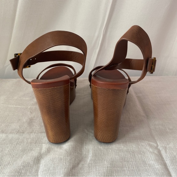 MIA Brown Leather wedge sandals, Size 9 - Picture 3 of 5